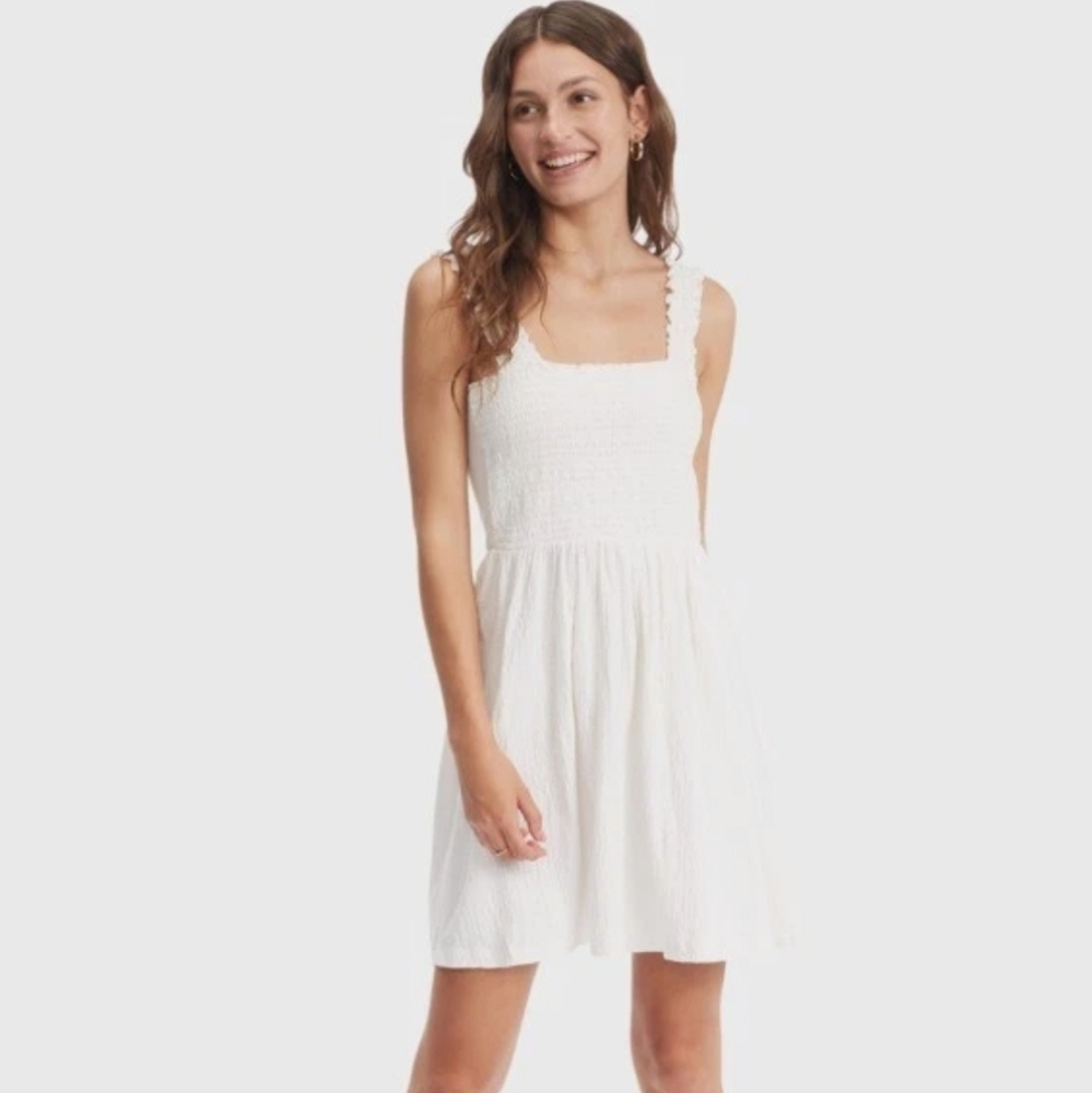Roxy Hanging 10 Off The Shoulder Mini Sundress / Dress White Sz XS
